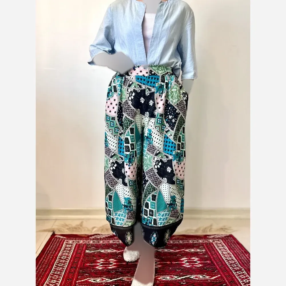 شلوار نخ طرح اندونزی خنک تابستانه فری سایز (2)