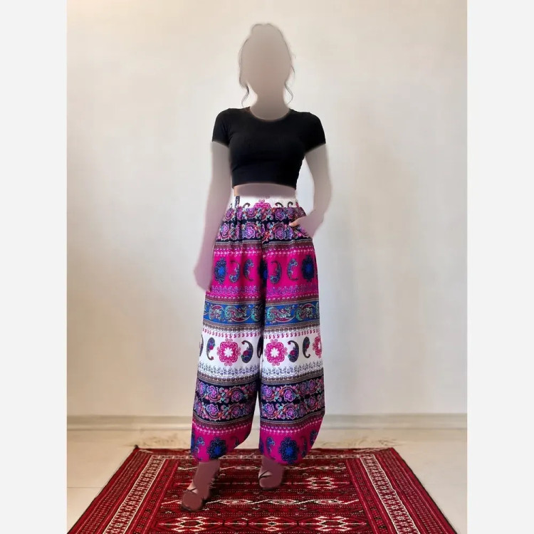 شلوار نخ طرح اندونزی خنک تابستانه فری سایز (2)