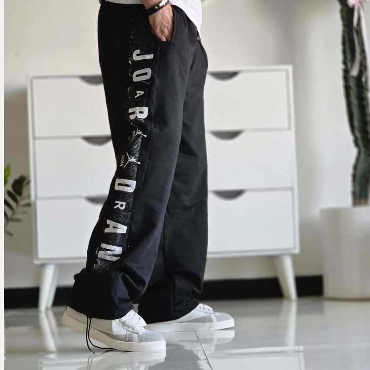 شلوار اسلش بگ جردن دمپا گت دار رنگ مشکی پارچه گلکسی اسپان سایز XXL XXXL