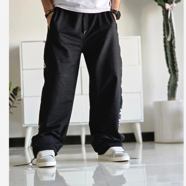 شلوار اسلش بگ جردن دمپا گت دار رنگ مشکی پارچه گلکسی اسپان سایز XXL XXXL