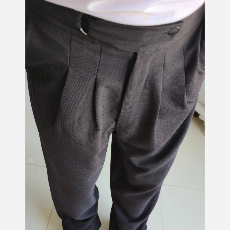 شلوار بگ پارچه ای کجراه مشکی کمر ایتالیایی سایز L تا 3XL
