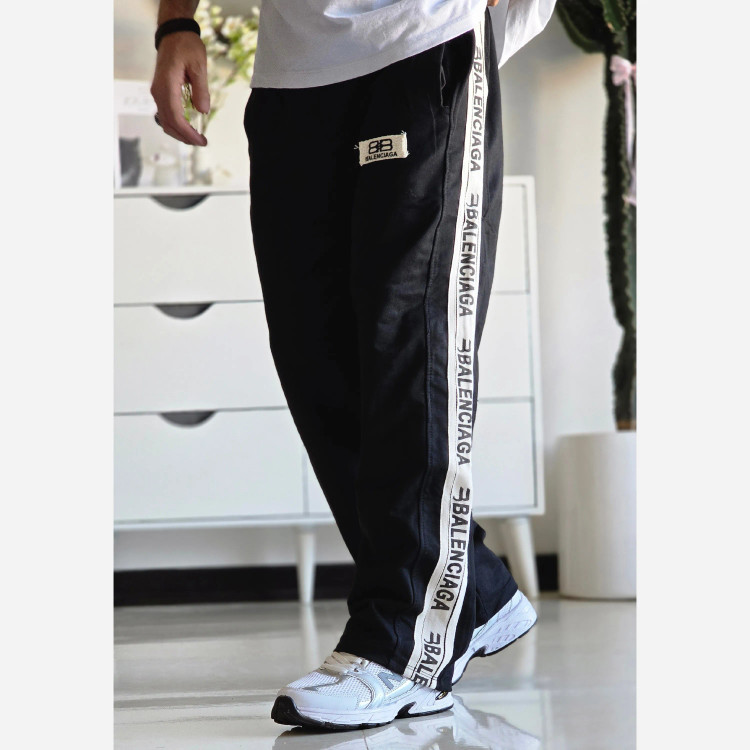 شلوار اسلش نیم بگ بغل نوار بالنسیاگا مشکی فلازت سایز XL XXL XXXL