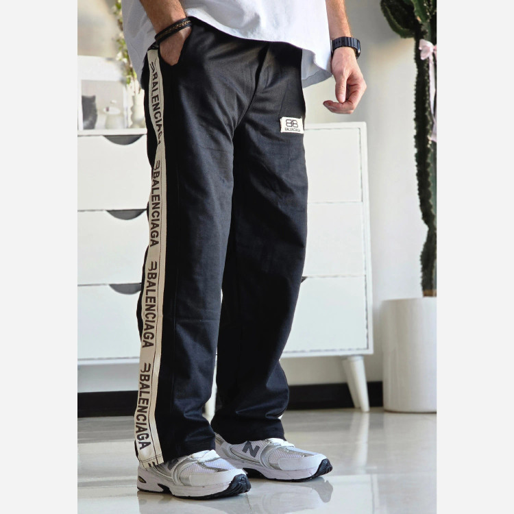 شلوار اسلش نیم بگ بغل نوار بالنسیاگا مشکی فلازت سایز XL XXL XXXL