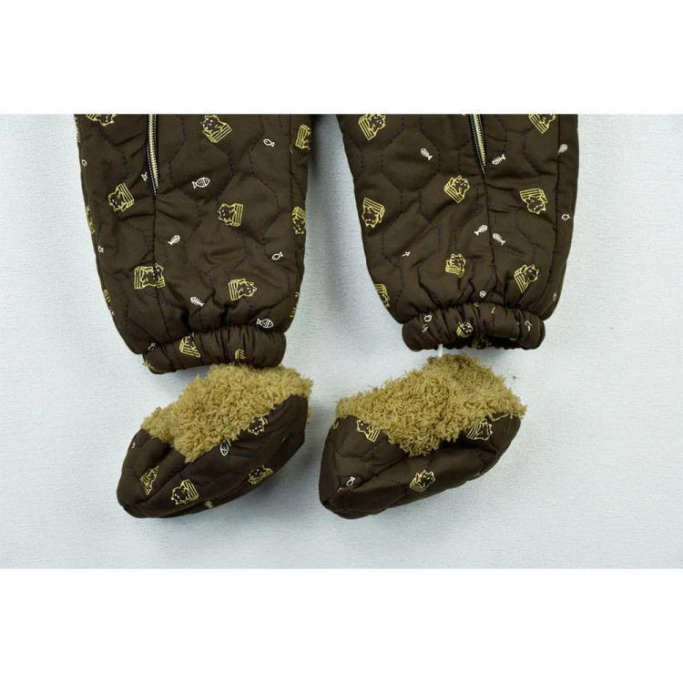 سرهمی کاپشنی نوزادی تدی قهوه ای داخل خز کلاه دار