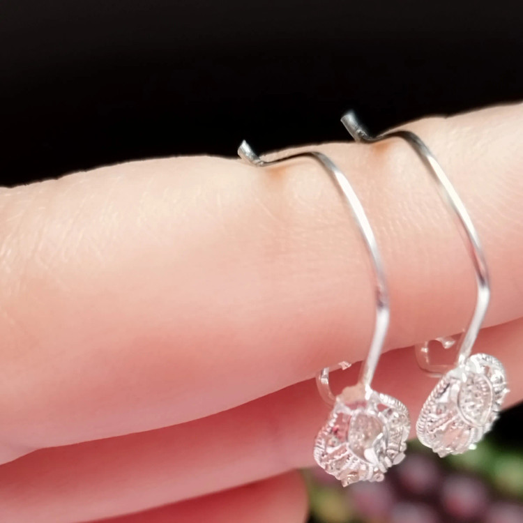 گوشواره نقره آویز زنانه طرح ملیله عیار 925