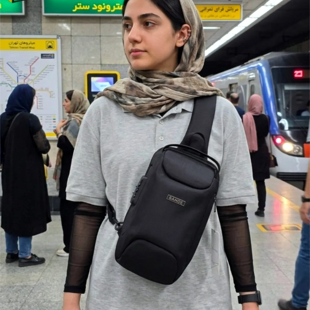 بادی بگ دستهدار رمزدار بنج BANGE پارچه ریپس خارجی آب گریز رنگ مشکی