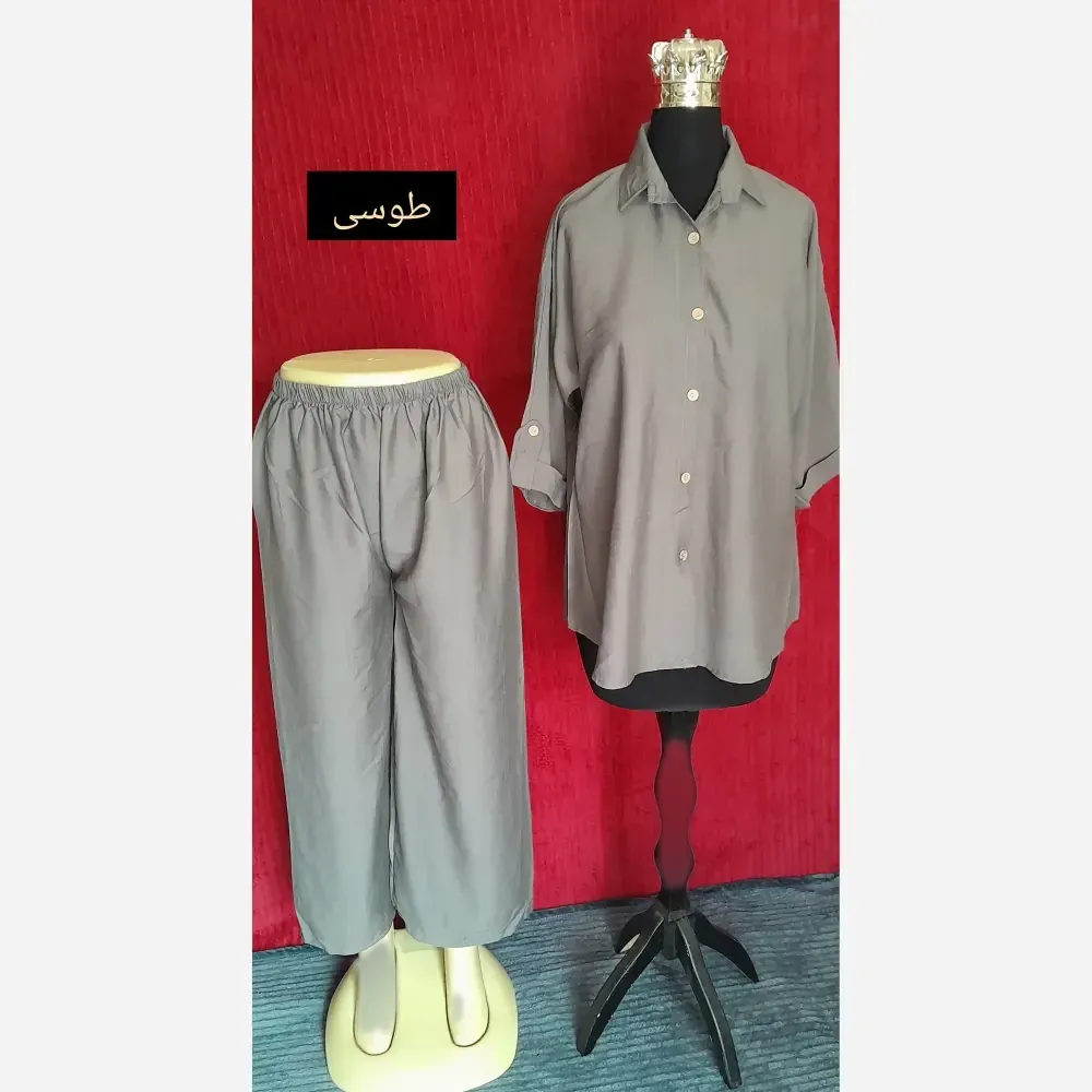 ست مانتو شلوار زنانه پارچه بابوس وارداتی سایز بزرگ