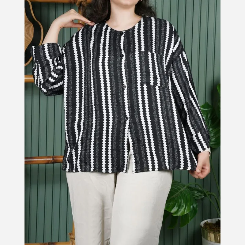 شومیز نخی راه راه فری سایز (2)