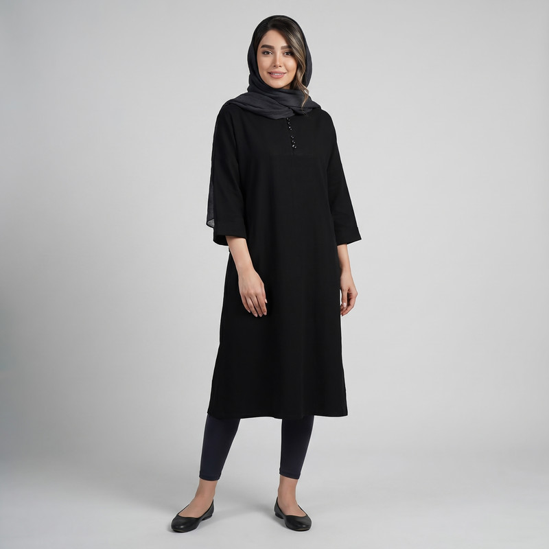 پیراهن یقه گرد زنانه السانا مدل آروشان کد 2585