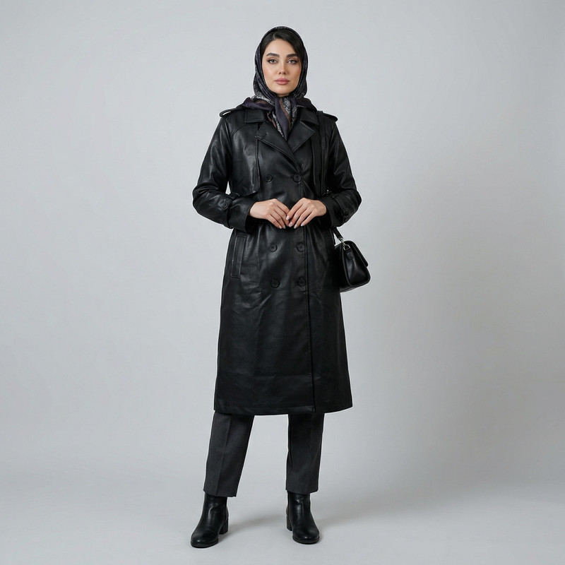 کت چرم زنانه السانا مدل شبرنگ کد 237301