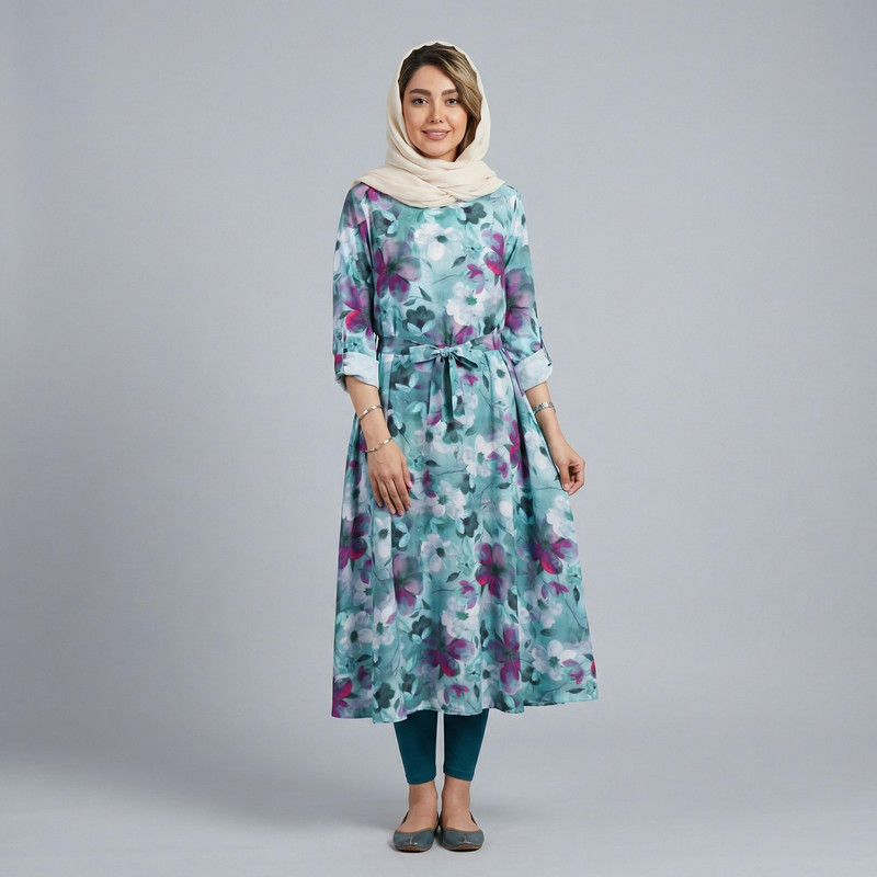 پیراهن ساحلی یقه گرد زنانه السانا کد 220321