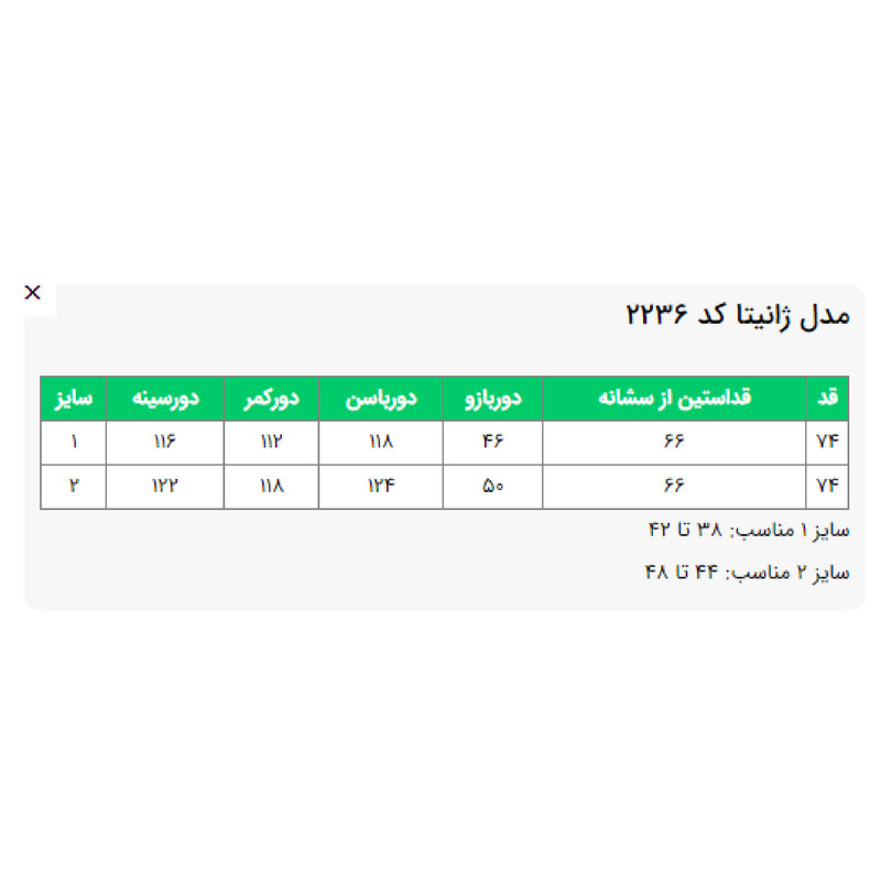 مانتو زیر باسن زنانه السانا مدل ژانیتا کد 223608