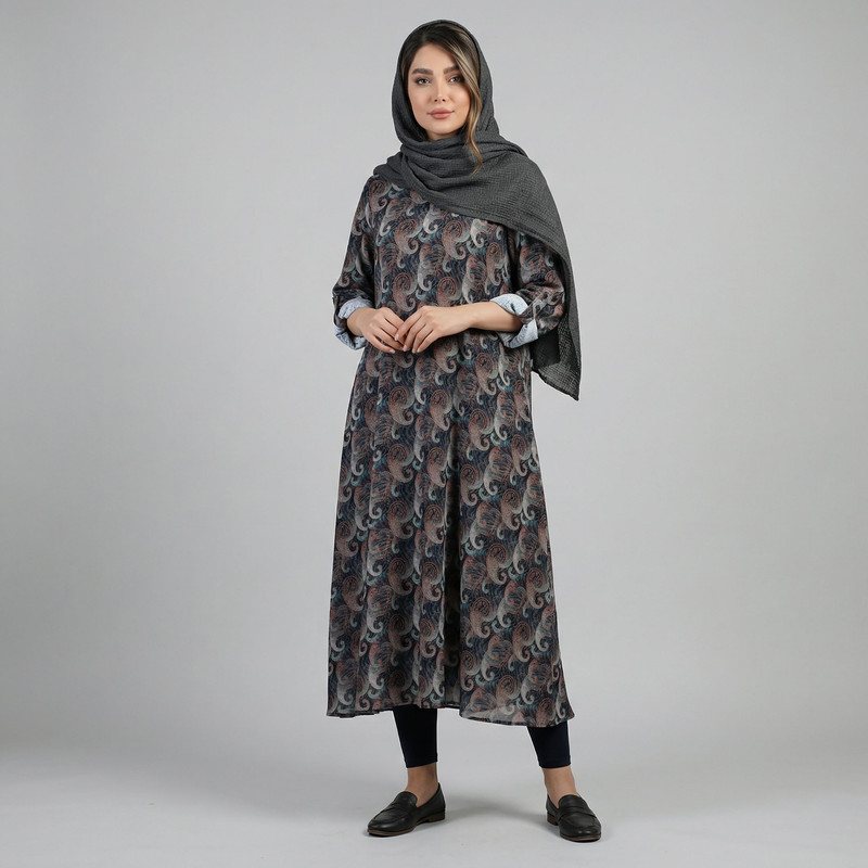 پیراهن ساحلی یقه گرد زنانه السانا کد 220304