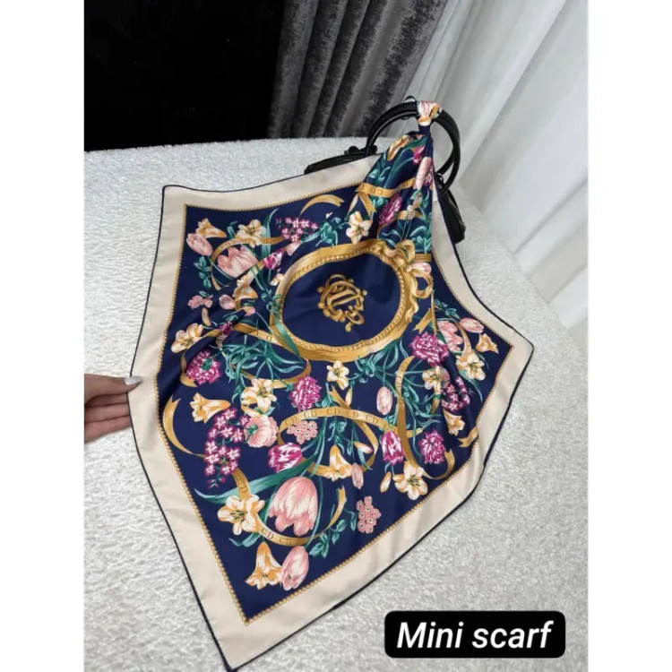 روسری ساتن ابریشم طرح رزگلد قواره 140 مجلسی
