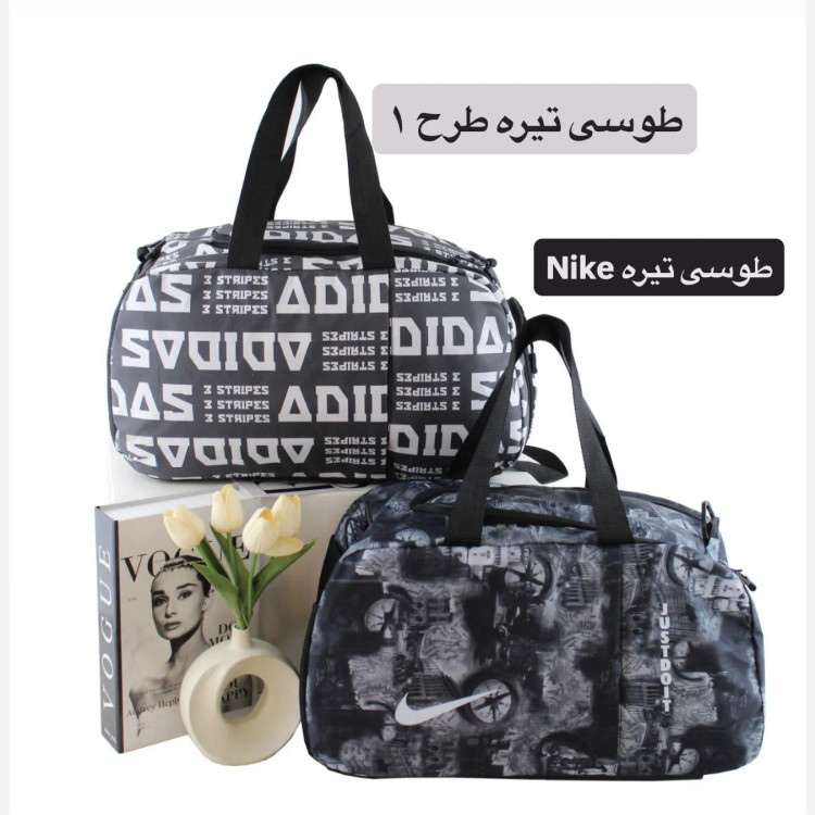 ساک ورزشی و اسپرت پارچهای با بند بلند و جیب بیرونی ابعاد 45x30x20 سانتیمتر