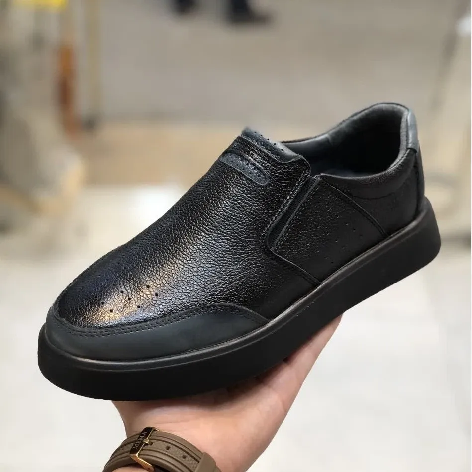 کفش چرم ونس مردانه مدل دلوین مشکی رویه چرم طبیعی گاوی زیره پیو