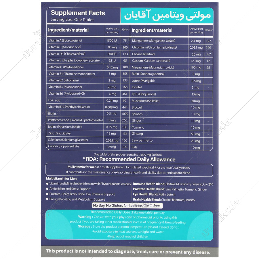 مولتی ویتامین آقایان 30 عددی